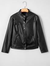 Faux Leather Buttoned Front Boxy Jacket