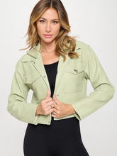 Snap-Down Cropped Hooded Jacket